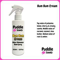 Bum Bum Cream spray bottle with product description on a white background