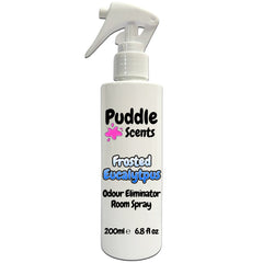 Frosted Eucalyptus room spray bottle by Puddle Scents on a white background