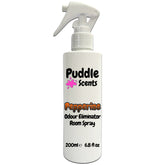 Peppermine Odour Eliminator Room Spray bottle with 'Puddle Scents' branding on a white background