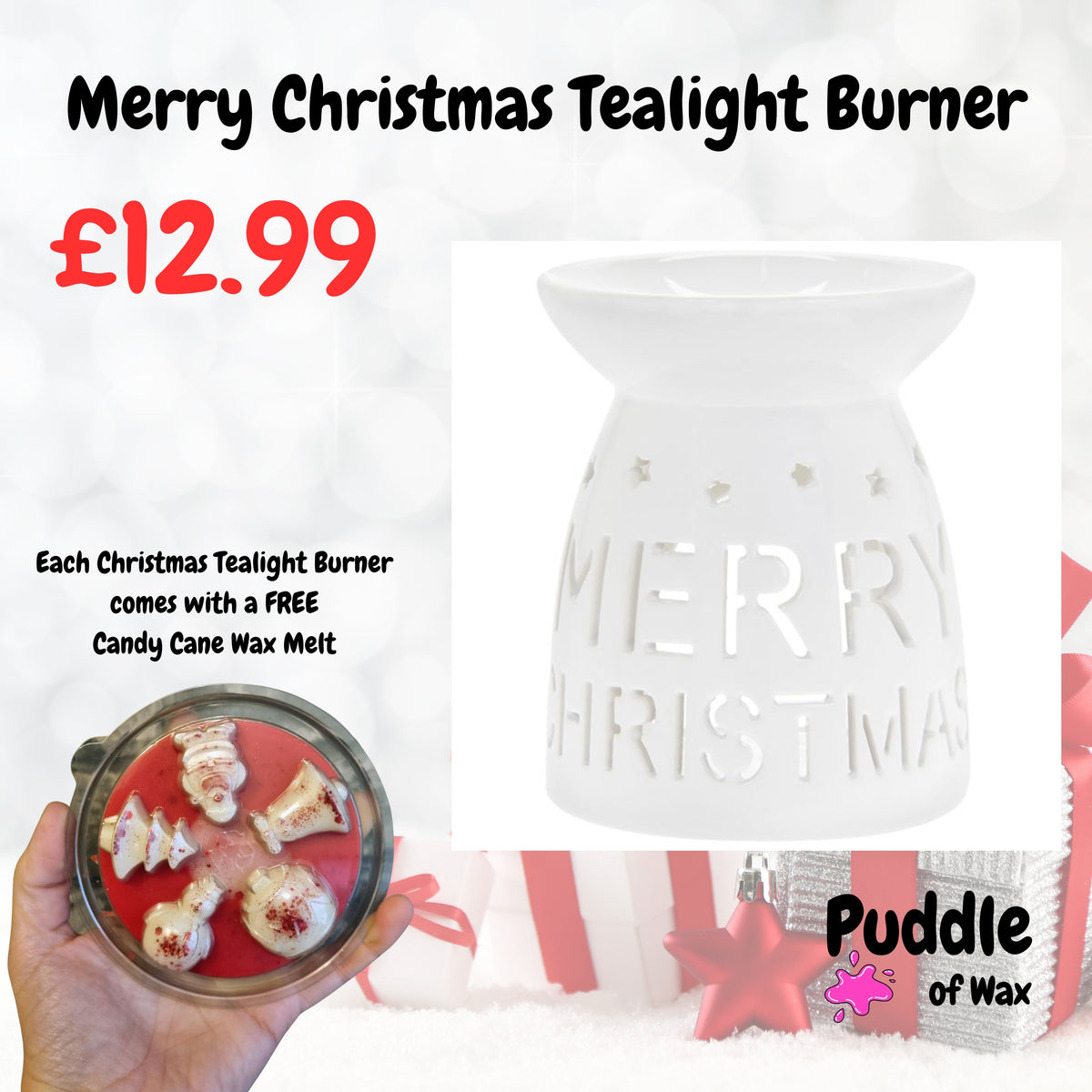 White Merry Christmas Burner