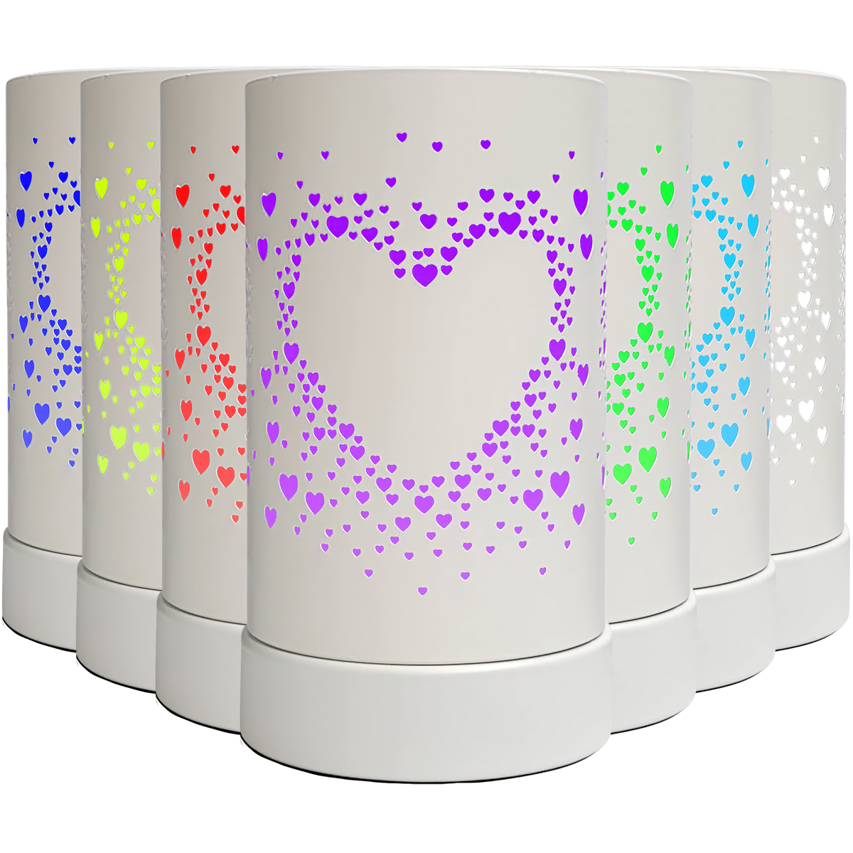 White Hearts Colour Changing Electric Burner