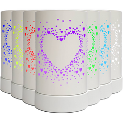 White Hearts Colour Changing Electric Burner