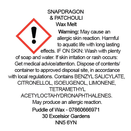 Snapdragon & Patchouli Wax Melts